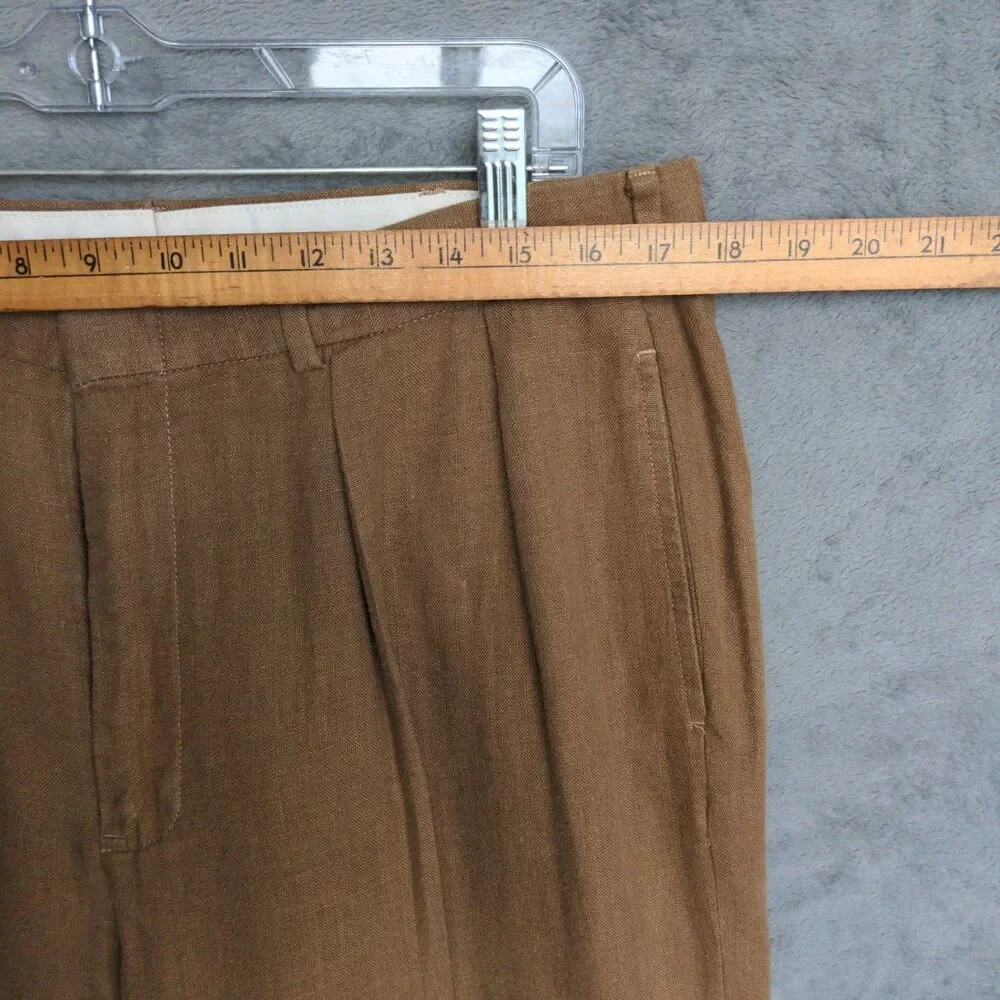 Vintage Polo Ralph Lauren Linen Pants Men's 35x34 Brown Pleated Front Trousers